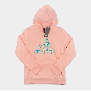 Adidas flowery hood pullover sweatshirt haze coral women’s XS NWT